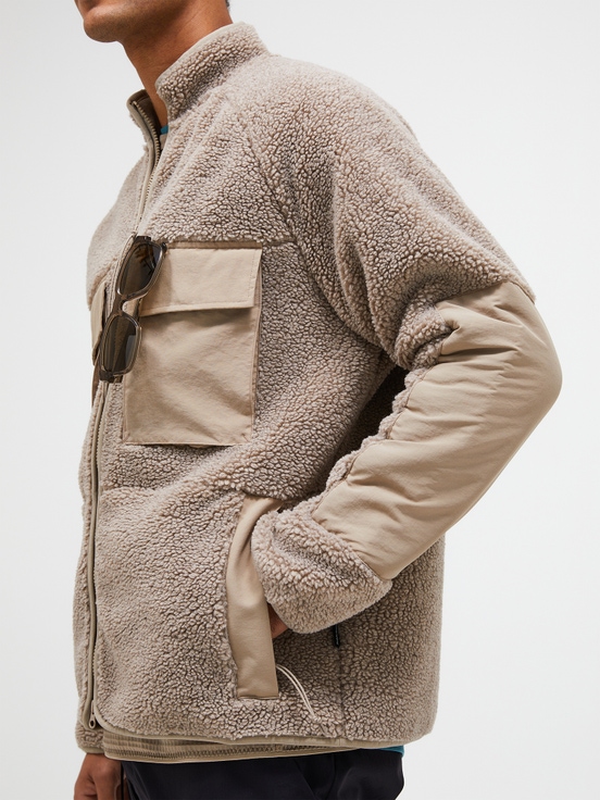 Beige Men Peak Performance Heavy Pile Oversized Fleece Jacket | US-PSQGE1507