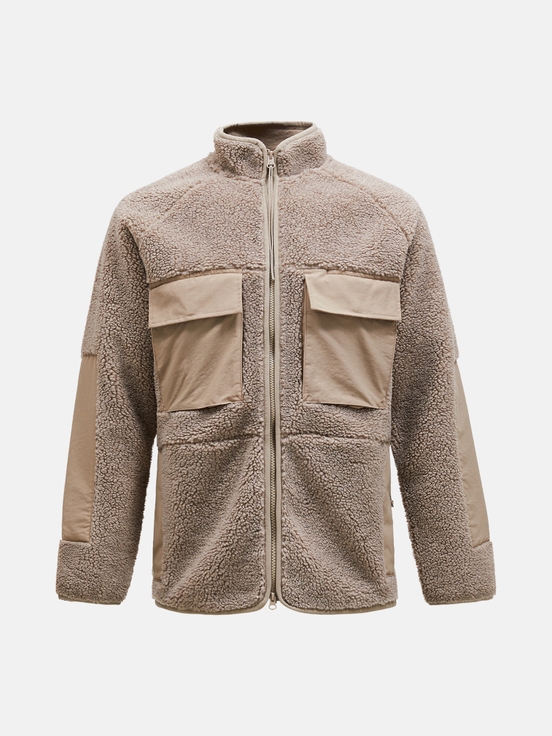 Beige Men Peak Performance Heavy Pile Oversized Fleece Jacket | US-PSQGE1507