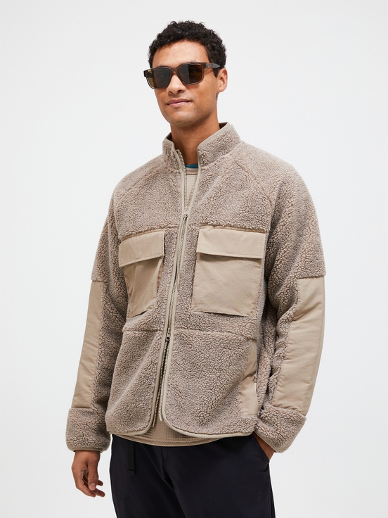 Beige Men Peak Performance Heavy Pile Oversized Fleece Jacket | US-PSQGE1507