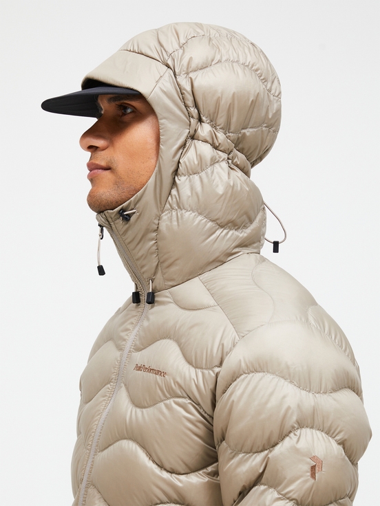 Beige Men Peak Performance Helium Hood Down Jacket | US-FWJBV9147