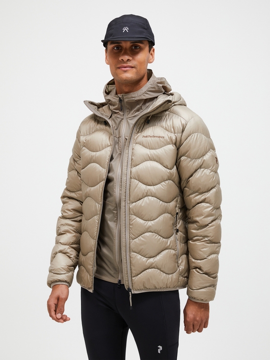 Beige Men Peak Performance Helium Hood Down Jacket | US-FWJBV9147