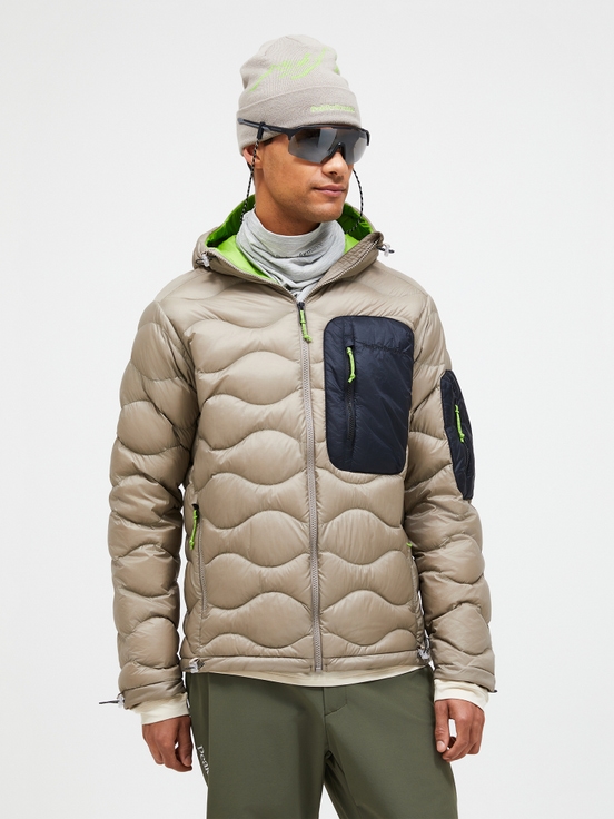 Beige Men Peak Performance Helium Utility Hood Down Jacket | US-XSIWJ7298