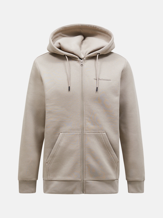 Beige Men Peak Performance Original Small Logo Zip Hoodie | US-HAXYD9532