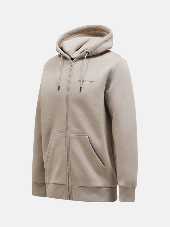 Beige Men Peak Performance Original Small Logo Zip Hoodie | US-HAXYD9532