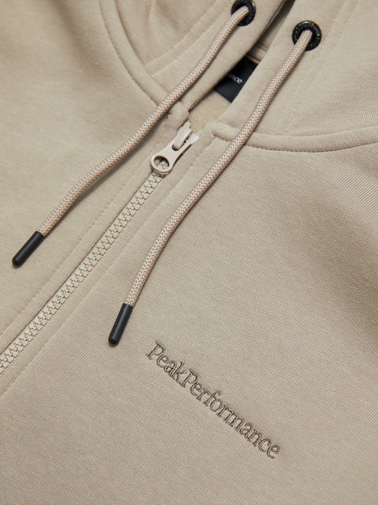 Beige Men Peak Performance Original Small Logo Zip Hoodie | US-HAXYD9532