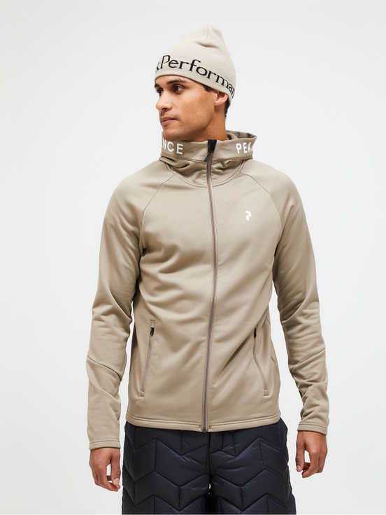 Beige Men Peak Performance Rider Zip Hood Midlayers | US-RTQOY9275