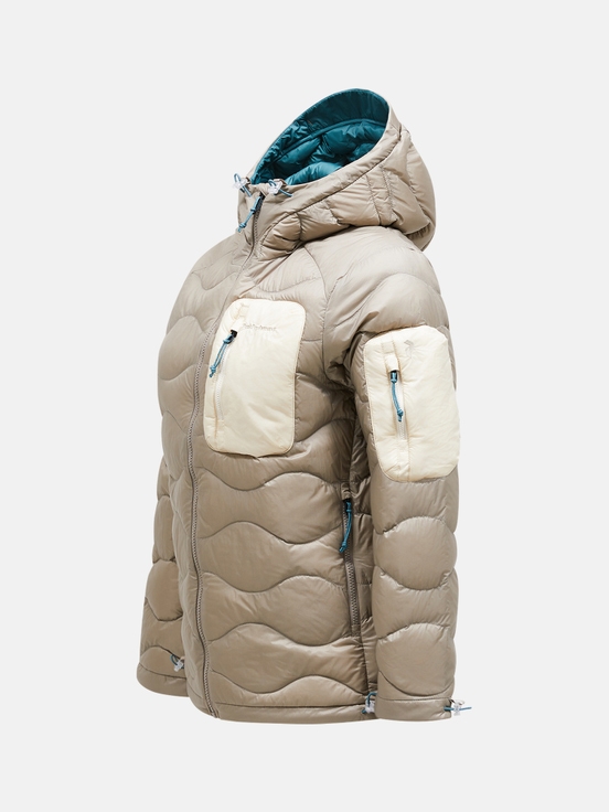 Beige Women Peak Performance Helium Utility Hood Down Jacket | US-LVMOQ9065