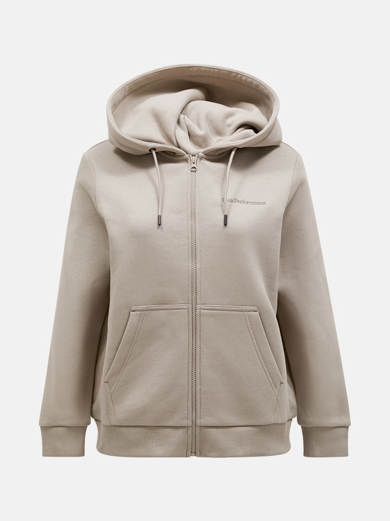 Beige Women Peak Performance Original Small Logo Zip Hoodie | US-DQNKL1745