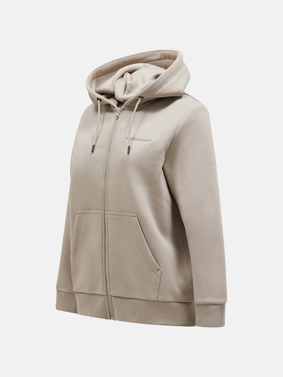 Beige Women Peak Performance Original Small Logo Zip Hoodie | US-DQNKL1745