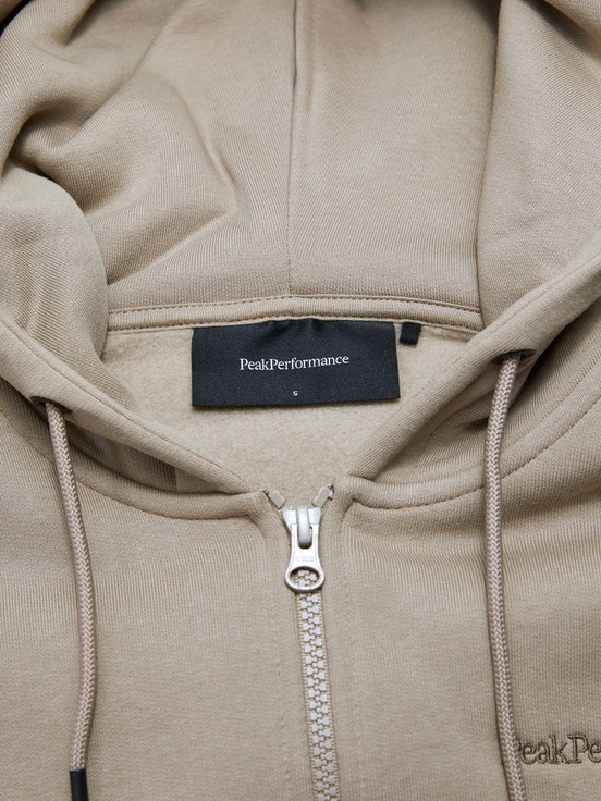 Beige Women Peak Performance Original Small Logo Zip Hoodie | US-DQNKL1745