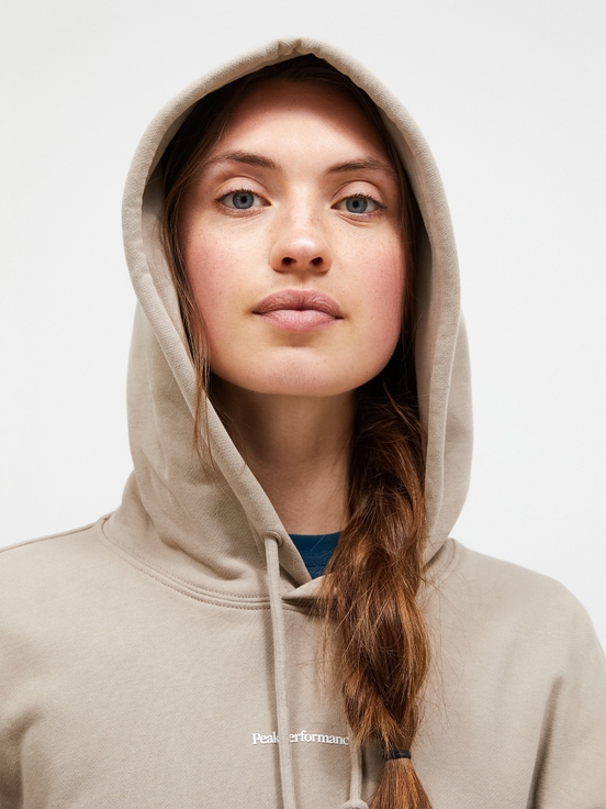 Beige Women Peak Performance Original Terry Hoodie | US-UAEFM9582