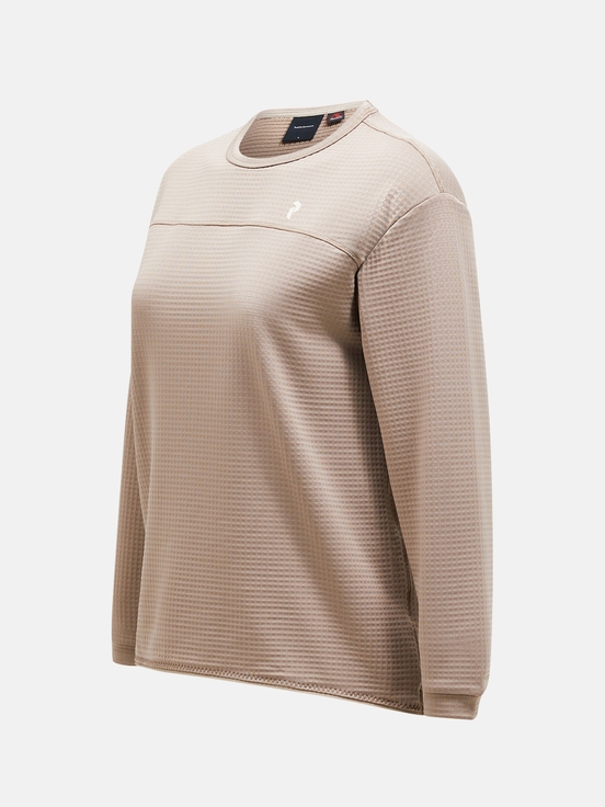 Beige Women Peak Performance Trail Polartec® Power Grid™ Crew Fleece | US-HLRFQ4837