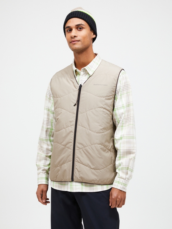 Beige / Dark Brown Men Peak Performance Insulated Reversible Vest | US-AISJC3419