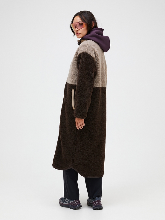 Beige / Dark Brown Women Peak Performance Heavy Pile Oversized Long Knitwear | US-SAPCQ0657