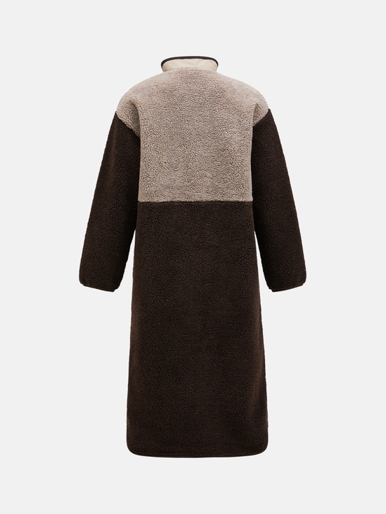 Beige / Dark Brown Women Peak Performance Heavy Pile Oversized Long Knitwear | US-SAPCQ0657