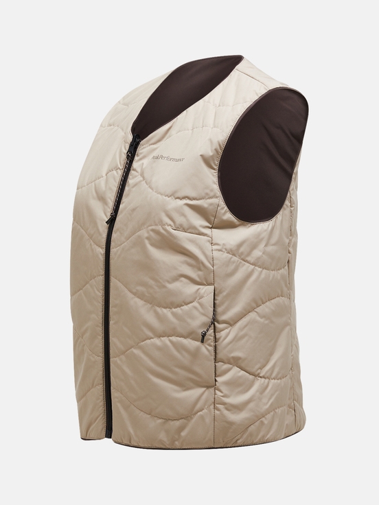 Beige / Dark Brown Women Peak Performance Insulated Reversible Vest | US-DNJEP5037