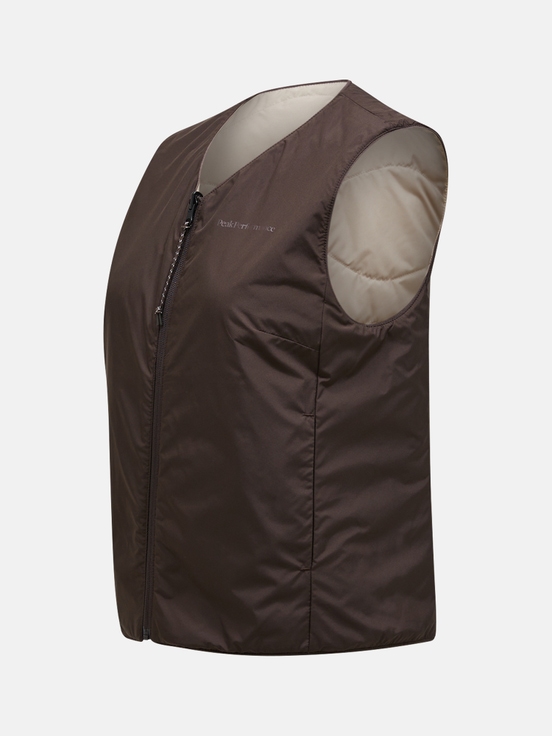 Beige / Dark Brown Women Peak Performance Insulated Reversible Vest | US-DNJEP5037