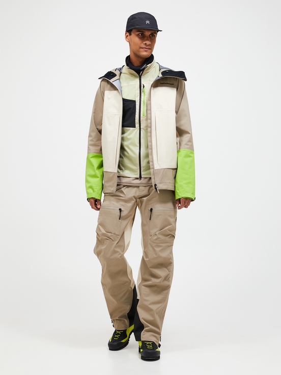 Beige / Green Men Peak Performance Vislight Gore-tex C-knit 3l Shell Ski Jacket | US-VNZGQ7945