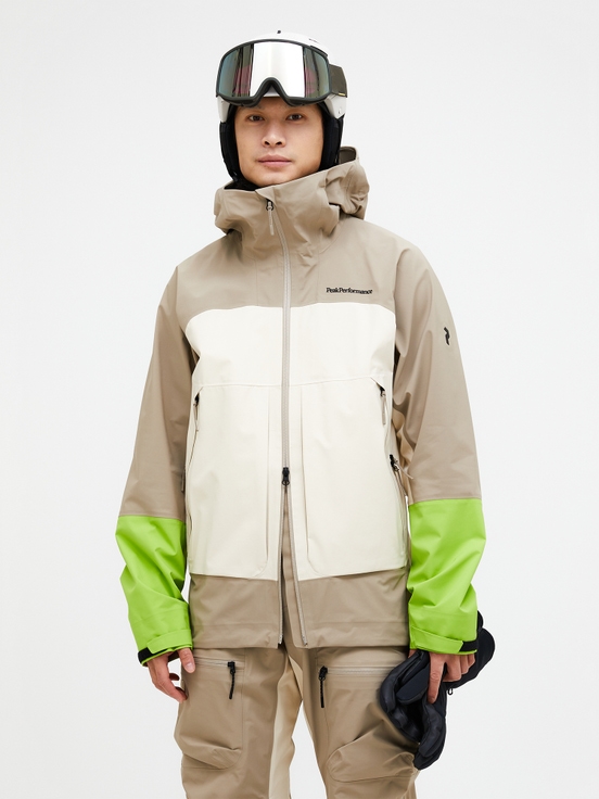 Beige / Green Men Peak Performance Vislight Gore-tex C-knit 3l Shell Ski Jacket | US-VNZGQ7945