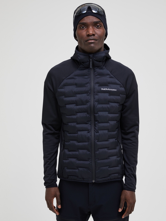 Black Men Peak Performance Argon Hybrid Hood Winter Jacket | US-MKJDG8017