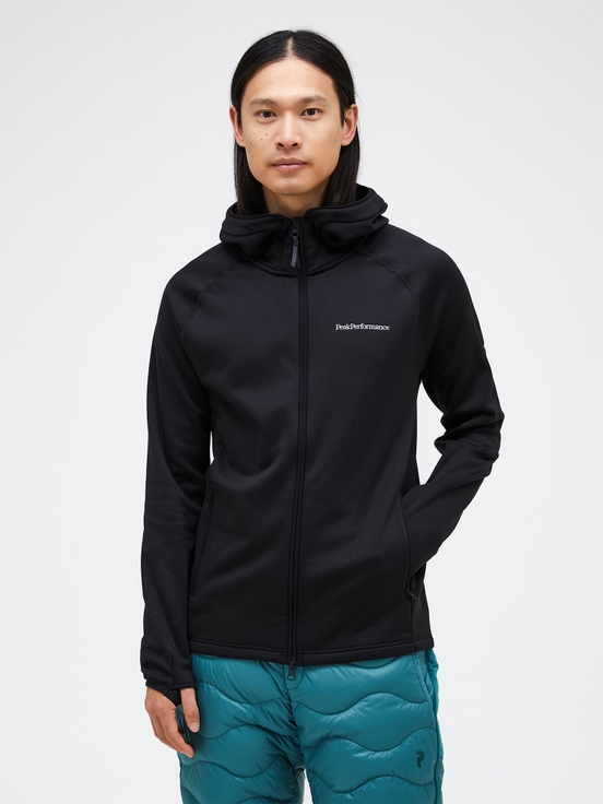 Black Men Peak Performance Chill Light Zip Hood Midlayers | US-FVEBA0986