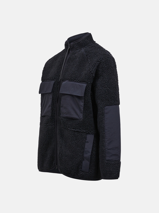 Black Men Peak Performance Heavy Pile Oversized Fleece Jacket | US-VKWAN0975