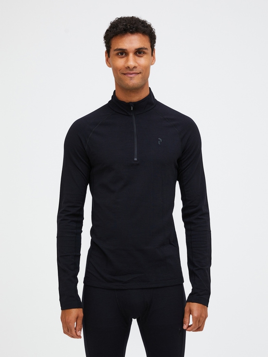 Black Men Peak Performance Magic Half Zip Wool-blend Base Layer | US-MLXAY3628