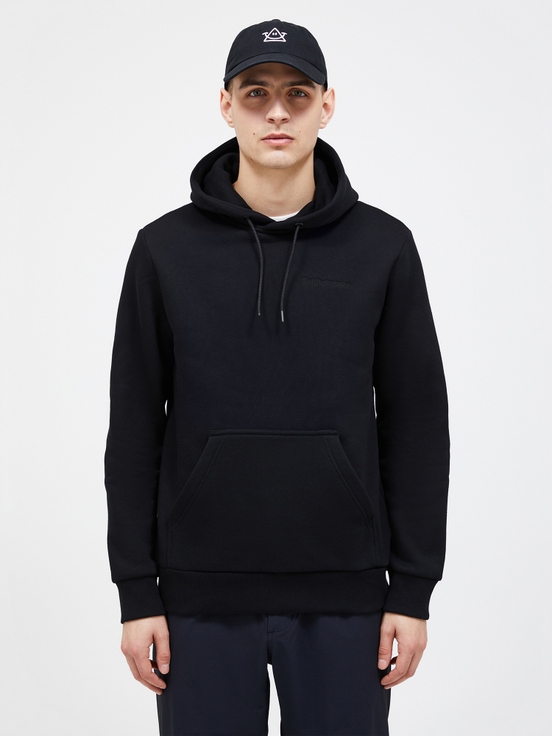 Black Men Peak Performance Original Small Logo Hood Hoodie | US-QCFSN3842