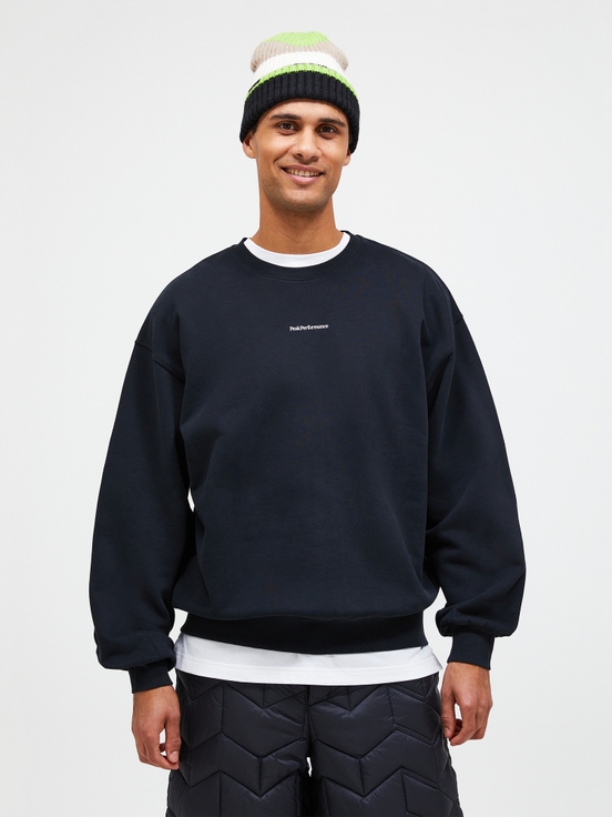 Black Men Peak Performance Original Terry Crew Sweatshirt | US-KPEAB6924