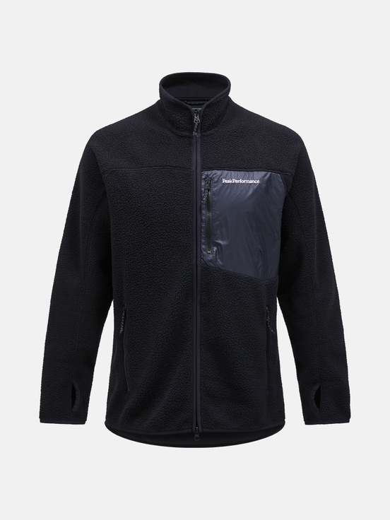 Black Men Peak Performance Pile Zip Fleece Jacket | US-WLKQS3521