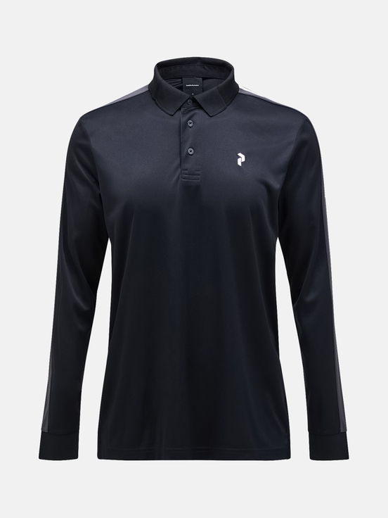 Black Men Peak Performance Player Longsleeve Polo Shirts | US-XNHRE1938