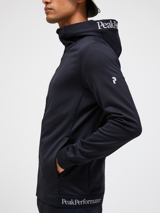 Black Men Peak Performance Rider Tech Zip Hood Midlayers | US-PVAHK7813