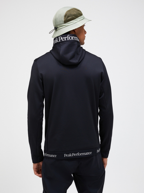 Black Men Peak Performance Rider Tech Zip Hood Midlayers | US-PVAHK7813