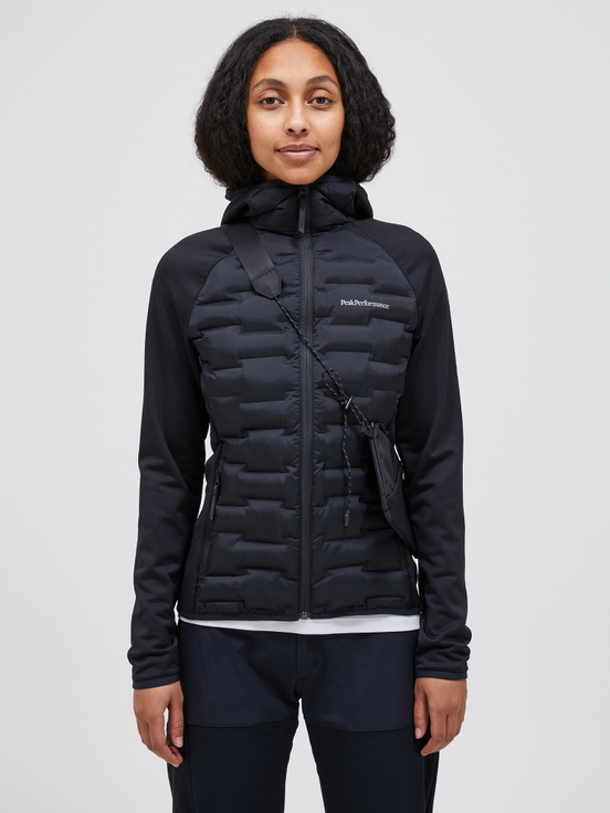 Black Women Peak Performance Argon Hybrid Hood Winter Jacket | US-YQMRK0294