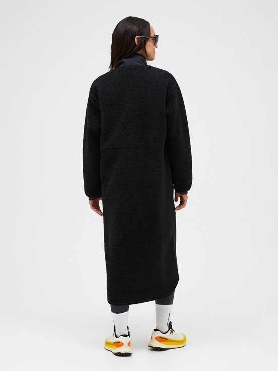 Black Women Peak Performance Heavy Pile Oversized Long Knitwear | US-JARDP8237