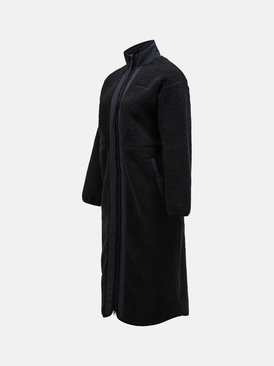 Black Women Peak Performance Heavy Pile Oversized Long Knitwear | US-JARDP8237