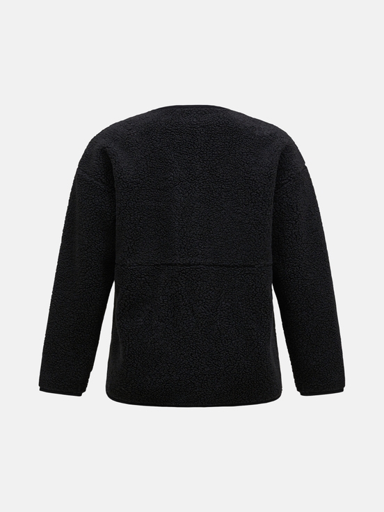 Black Women Peak Performance Heavy Pile Oversized Cardigan | US-YHAPO9645