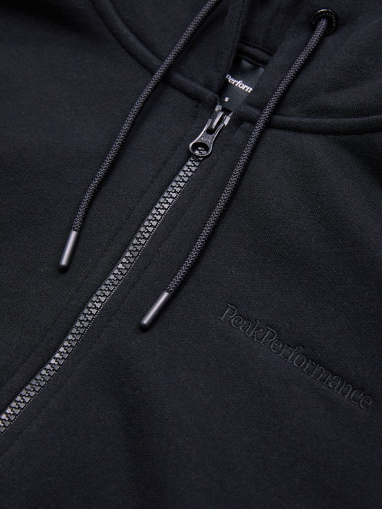 Black Women Peak Performance Original Small Logo Zip Hoodie | US-GXLUE6234