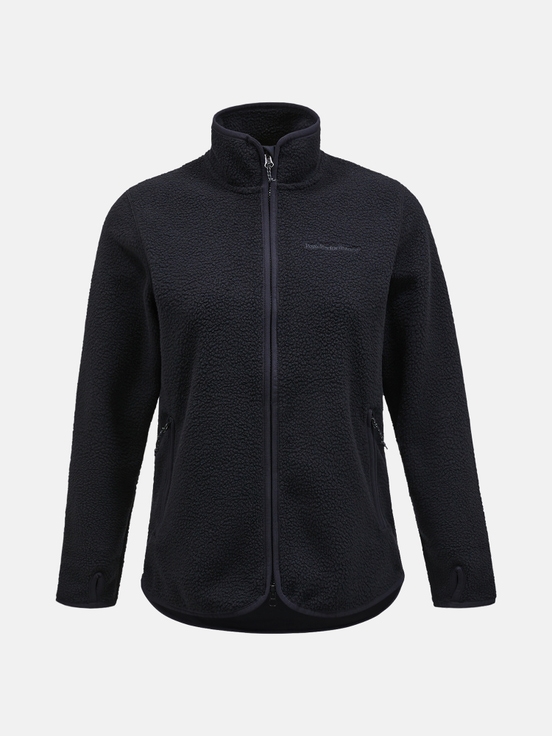 Black Women Peak Performance Pile Zip Fleece Jacket | US-JCNVH1306