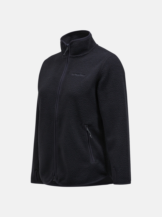 Black Women Peak Performance Pile Zip Fleece Jacket | US-JCNVH1306