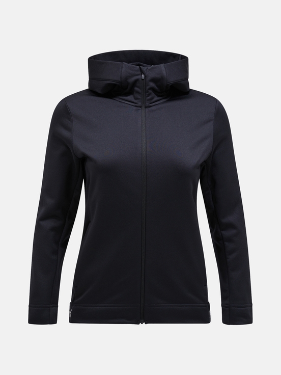 Black Women Peak Performance Rider Tech Zip Hood Midlayers | US-LGPVK7139