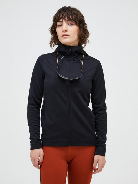 Black Women Peak Performance Rider Tech Zip Hood Midlayers | US-LGPVK7139