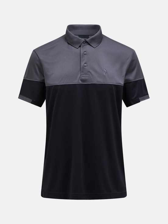 Black / Dark Grey Men Peak Performance Player Block Polo Shirts | US-KFGEM6328