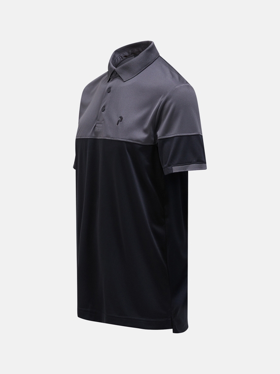 Black / Dark Grey Men Peak Performance Player Block Polo Shirts | US-KFGEM6328