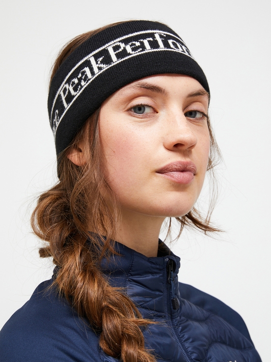 Black / White Men Peak Performance Pow Headband | US-TNIJW7463