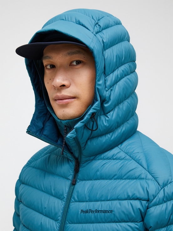 Blue Men Peak Performance Frost Hood Down Jacket | US-BPEHN7216