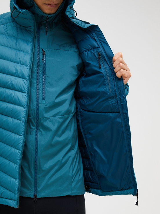 Blue Men Peak Performance Frost Hood Down Jacket | US-BPEHN7216