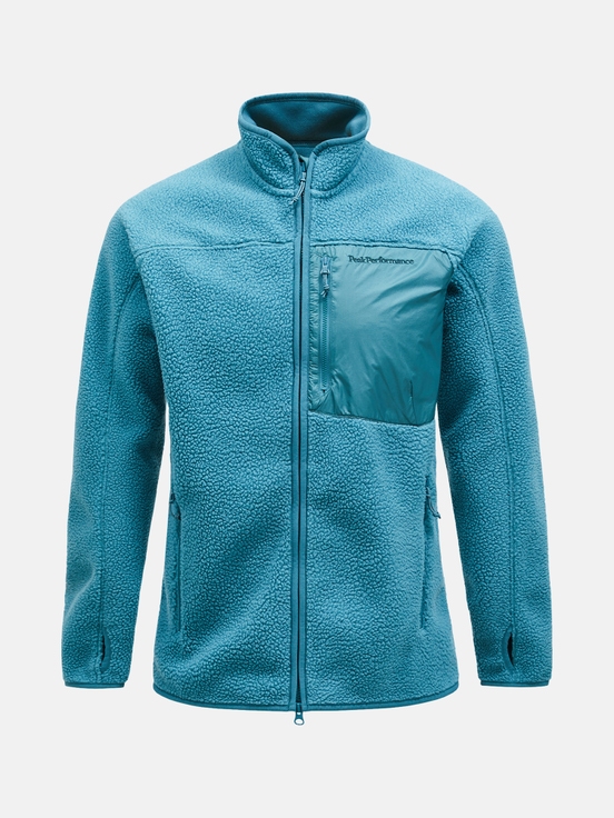 Blue Men Peak Performance Pile Zip Fleece Jacket | US-PWLZQ1687