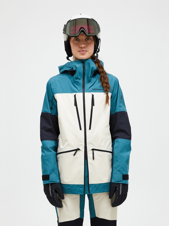 Blue / Cream Women Peak Performance Vertical Gore-tex Pro 3l Shell Ski Jacket | US-DMJGY9354