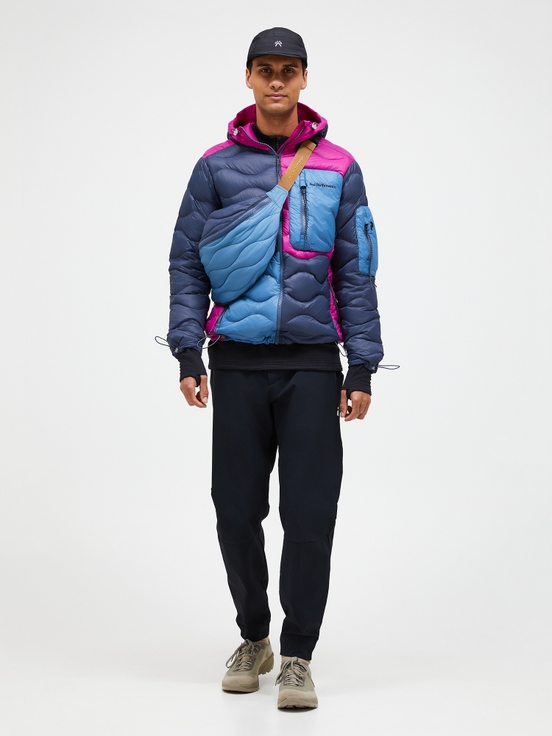 Blue / Pink Men Peak Performance Helium Utility Flo Limited Hood Down Jacket | US-AJMZG4756